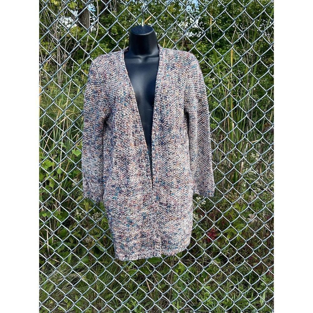 Roots Canada sweater womens size large knit long sleeve multi color cotton blend